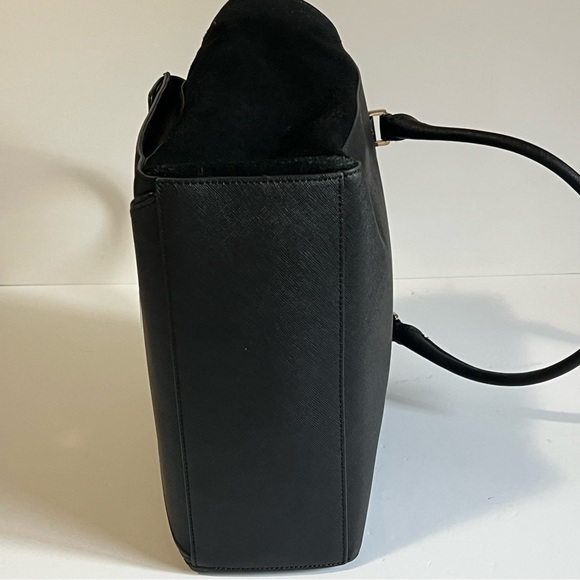 ⭐️ LOW START ⭐️ KATE SPADE JOHANNA WESLEY PL LEATHER SUEDE SATCHEL TOTE BLACK - Picture 4 of 10